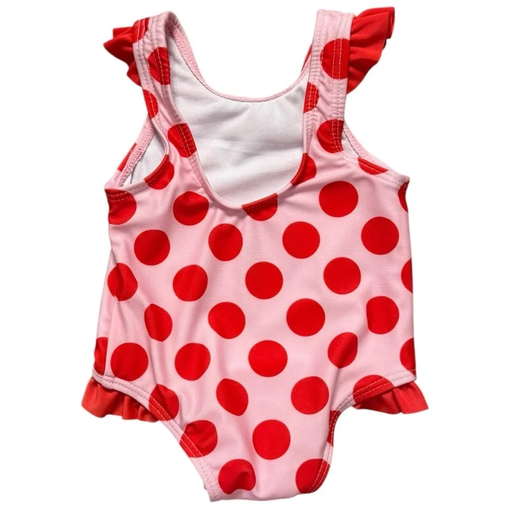Disney Baby Minnie Mouse Pink & Red Polka Dot One-Piece Swimsuit – Size 3M - Picture 3 of 6